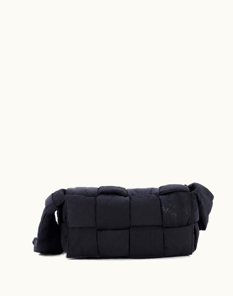 Bottega Veneta Bottega Veneta Padded Tech Cassette Crossbody Bag Intrecciato Nylon Black Silver