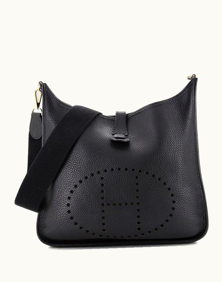 Hermès Hermès Evelyne Bag Gen I Clemence GM in Black Permabrass