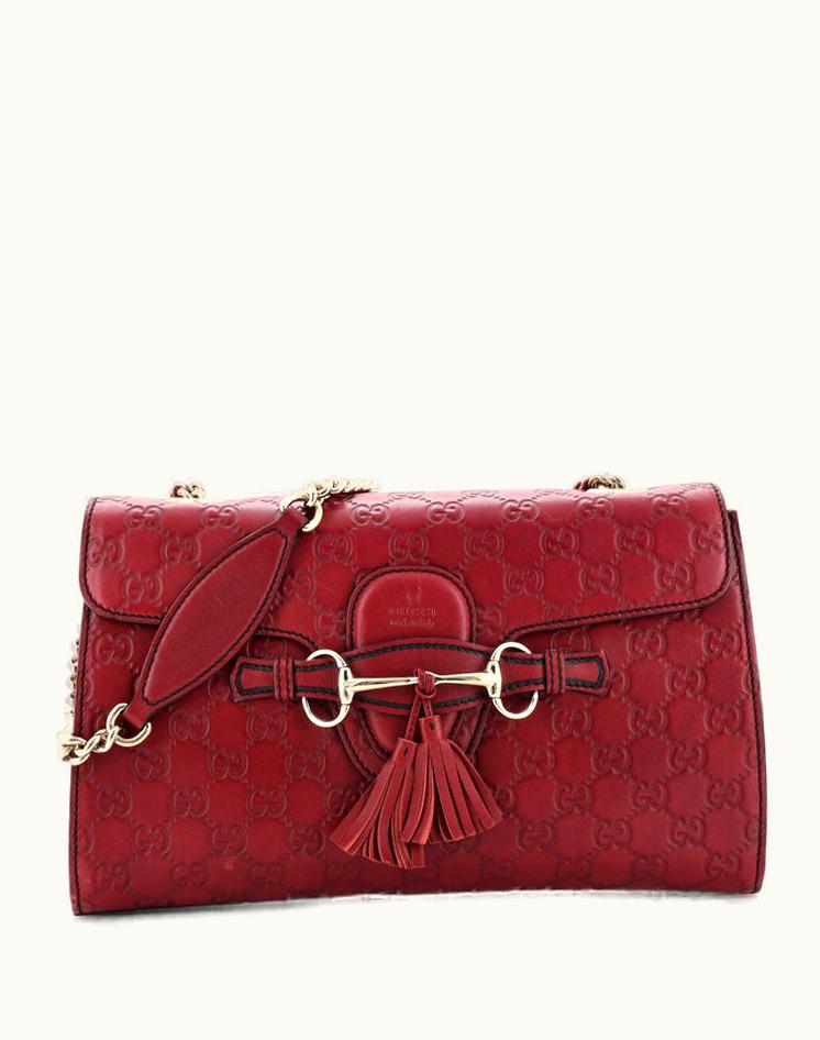 Gucci Gucci Emily Chain Flap Bag Guccissima Leather Medium in Red