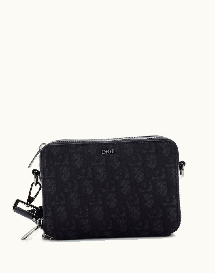 Dior Dior Double Zip Crossbody Pouch Oblique Nylon