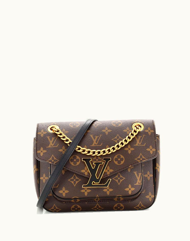 Louis Vuitton Louis Vuitton Passy Handbag Monogram Canvas Brown Red Gold