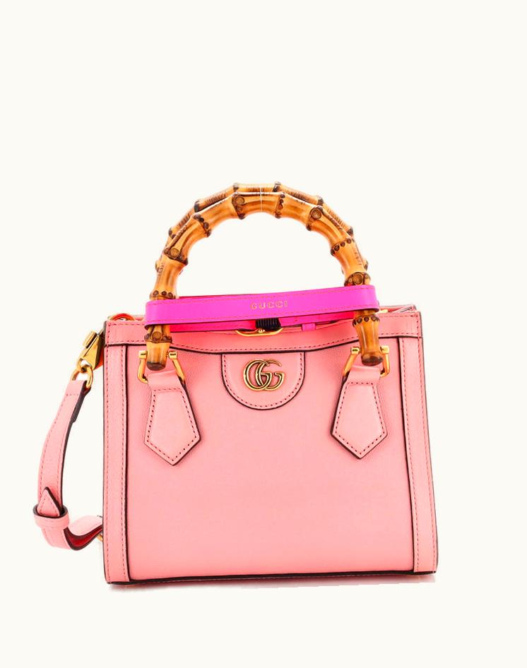 Gucci Gucci Diana NM Bamboo Handle Tote Leather Mini Pink