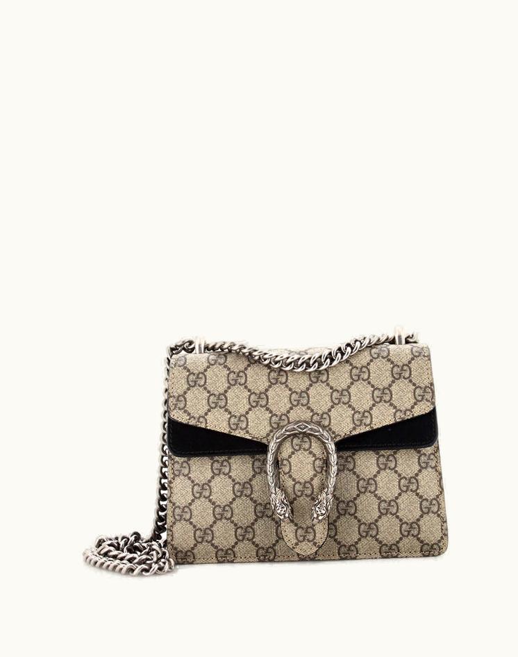 Gucci Gucci Dionysus Bag GG Coated Canvas Mini Brown Aged Silver