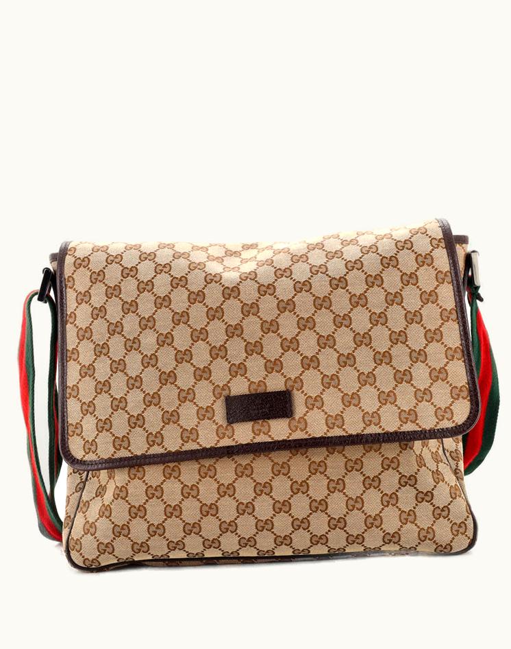 Gucci Gucci Web Strap Flap Messenger GG Canvas Medium