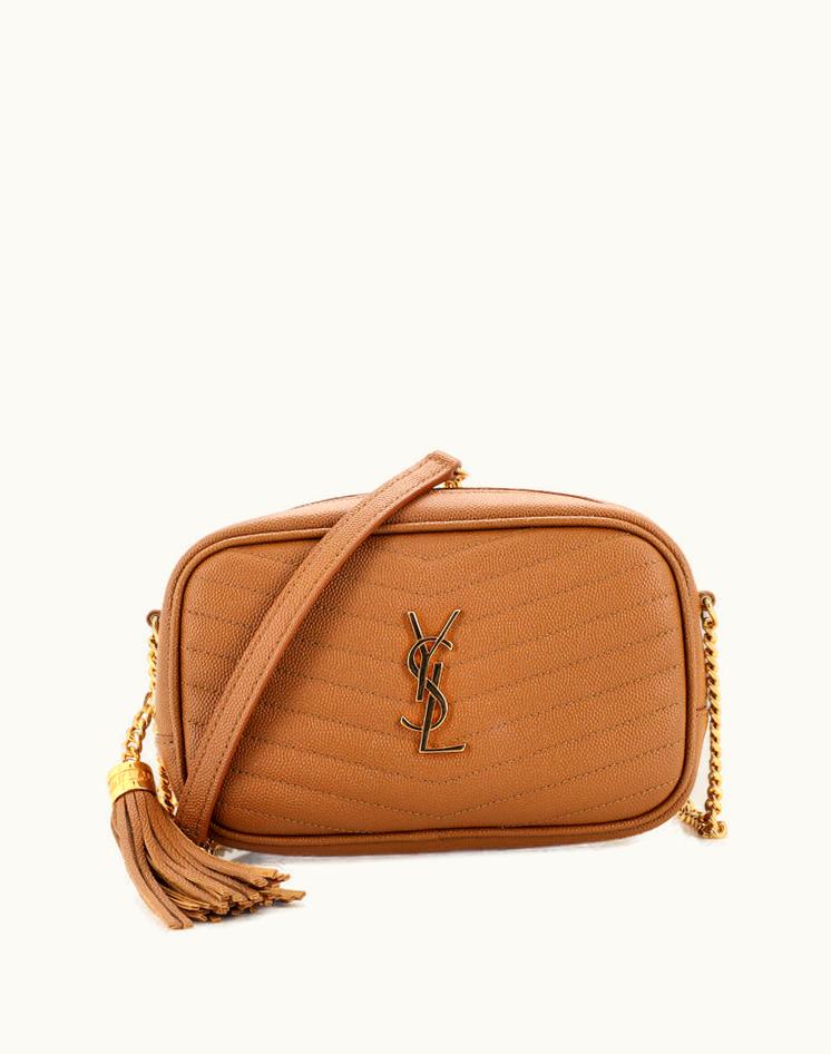 Saint Laurent Saint Laurent Lou Camera Bag Matelasse Chevron Leather Mini Neutral & Black