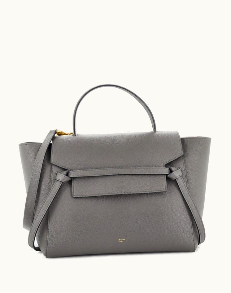 Celine Celine Belt Bag Textured Leather Mini Luxury Handbag Gray