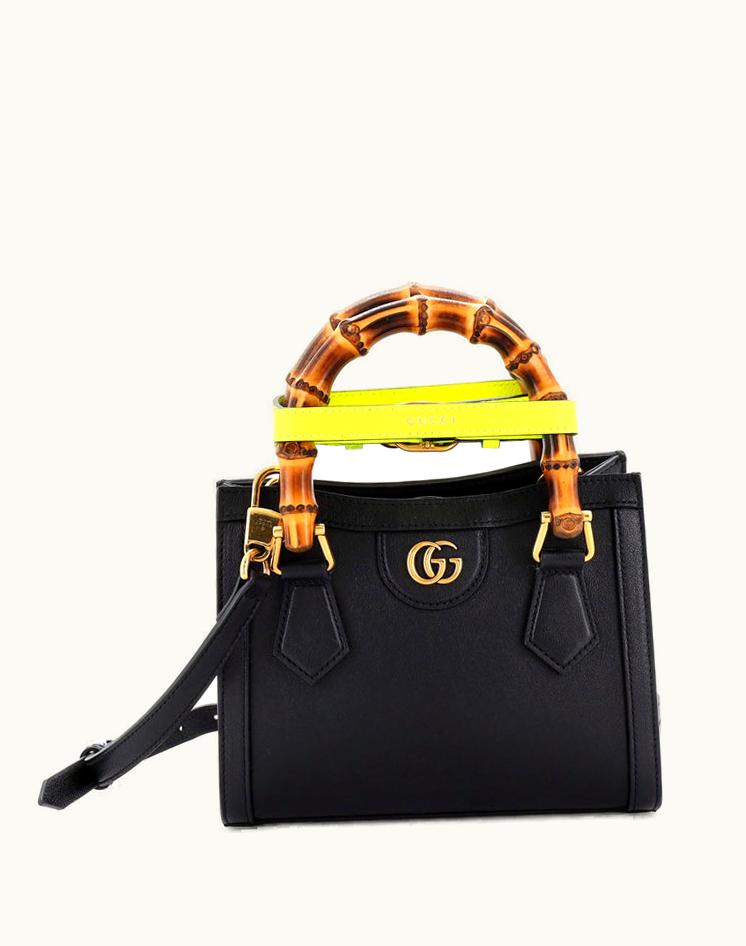 Gucci Gucci Diana NM Bamboo Handle Tote Leather Mini in Black