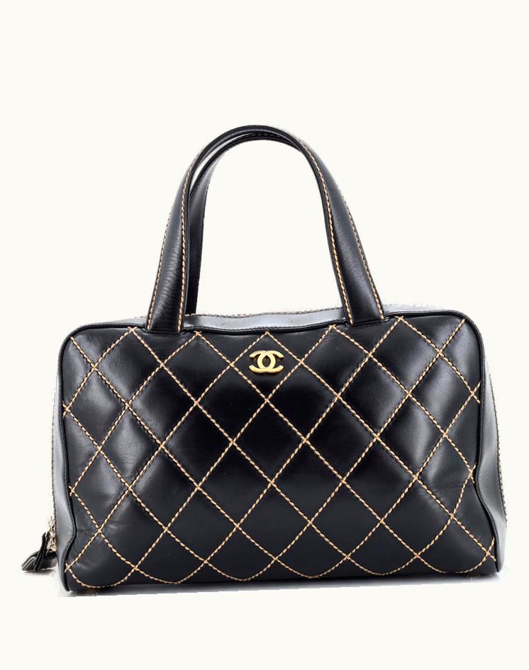 Chanel Chanel Surpique Zip Around Satchel Quilted Leather Medium