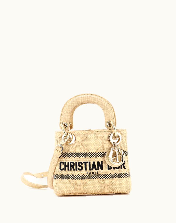 Dior Dior Lady D-Lite Bag Cannage Embroidered Raffia Mini