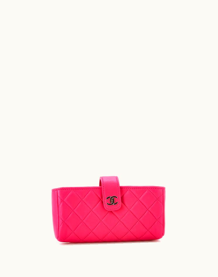 Chanel Chanel Phone Holder Clutch Camellia Lambskin