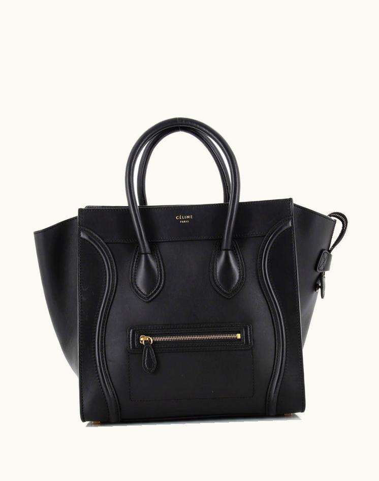 Celine Celine Luggage Bag Smooth Leather Mini Black Aged Gold