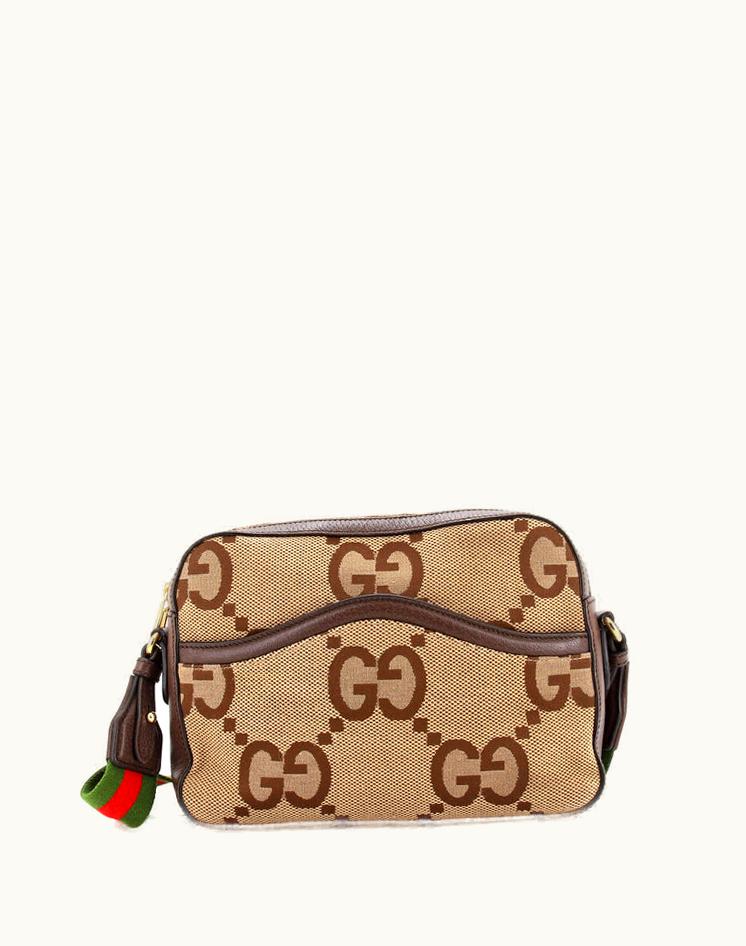 Gucci Gucci Camera Bag Jumbo GG Canvas Mini Brown Gold