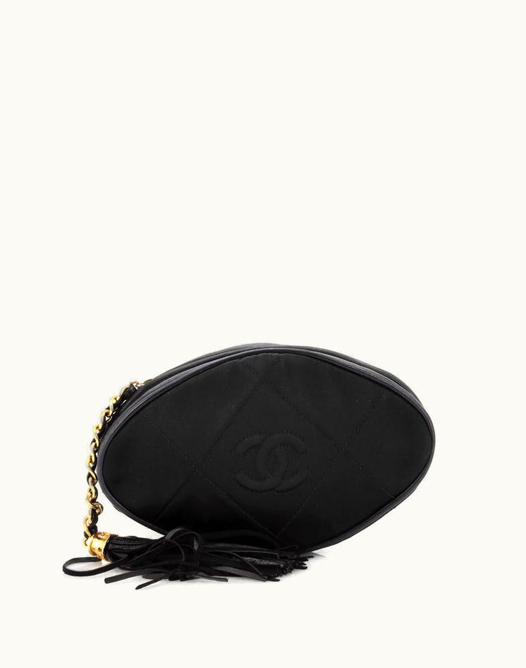 Chanel Chanel Vintage Diamond CC Tassel Clutch Quilted Satin Mini