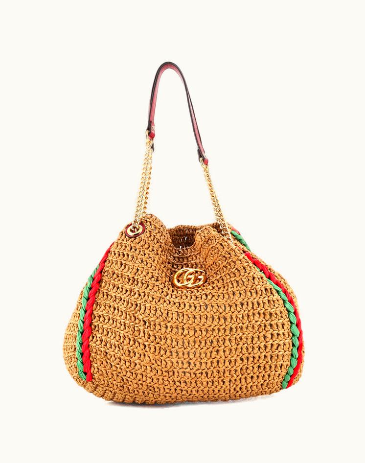 Gucci Gucci GG Marmont Chain Tote Raffia Large