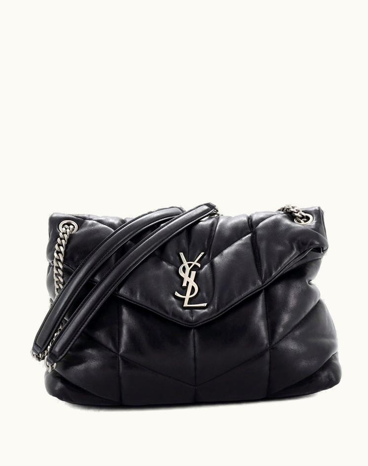 Saint Laurent Saint Laurent Loulou Puffer Quilted Leather Medium Shoulder Bag Black