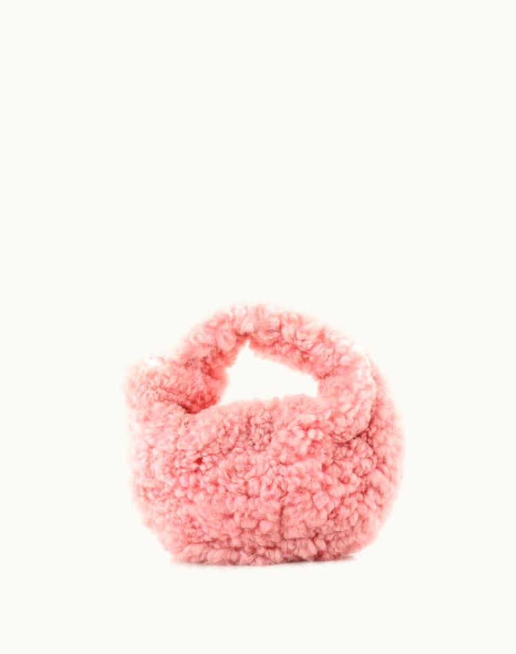 Bottega Veneta Bottega Veneta BV Jodie Hobo Shearling Mini Pink Shearling Handbag