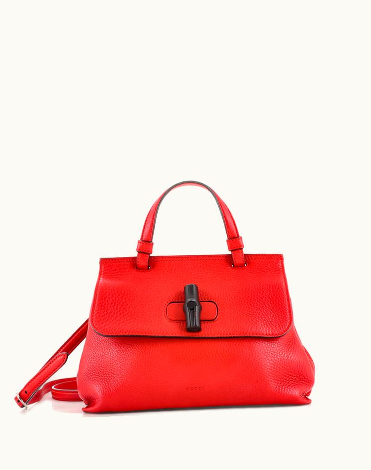 Gucci Gucci Bamboo Daily Top Handle Bag Leather Small Red