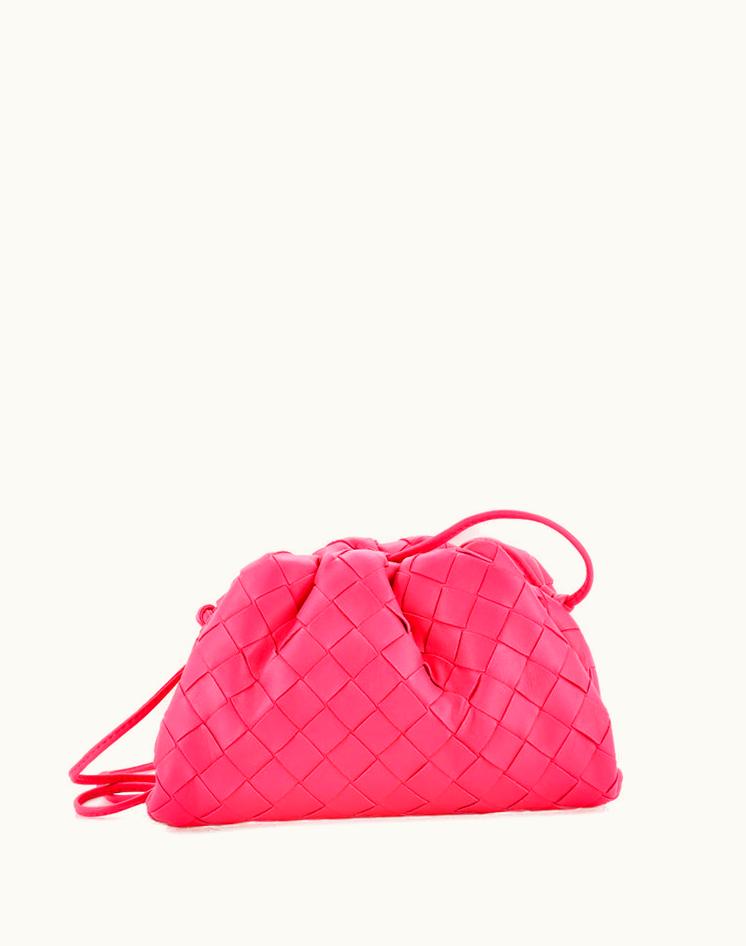 Bottega Veneta Bottega Veneta The Pouch Intrecciato Nappa Mini Leather Crossbody Bag Pink