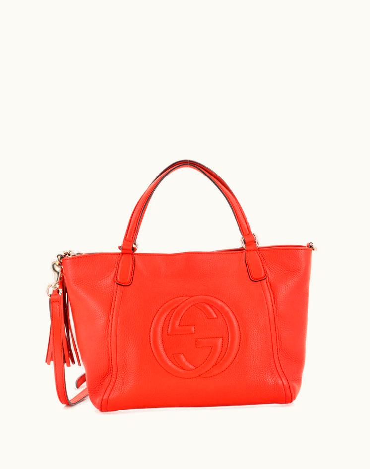 Gucci Gucci Soho Convertible Top Handle Bag Leather Small Orange Gold