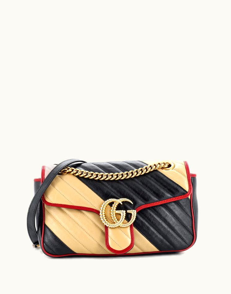 Gucci Gucci GG Marmont Flap Bag Matelasse Leather Small Multicolor Aged Gold