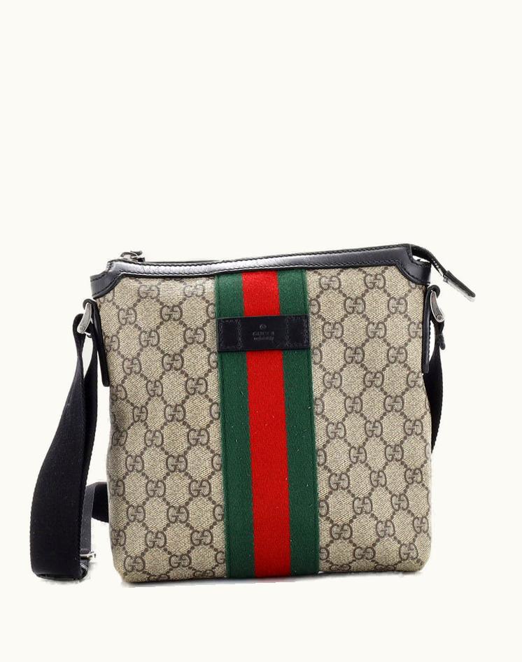 Gucci Gucci Web Messenger Bag GG Coated Canvas Small Brown