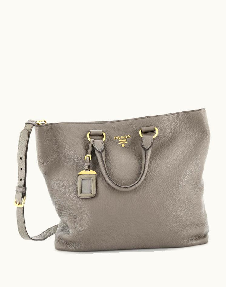 Prada Prada Convertible Shopper Tote Vitello Daino Large Leather Neutral Luxury Bag