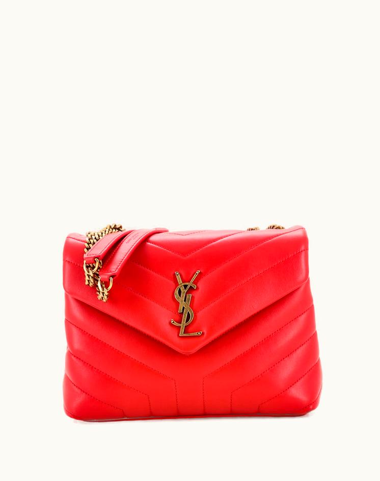 Saint Laurent Saint Laurent Loulou Shoulder Bag Matelasse Chevron Leather Small in Red