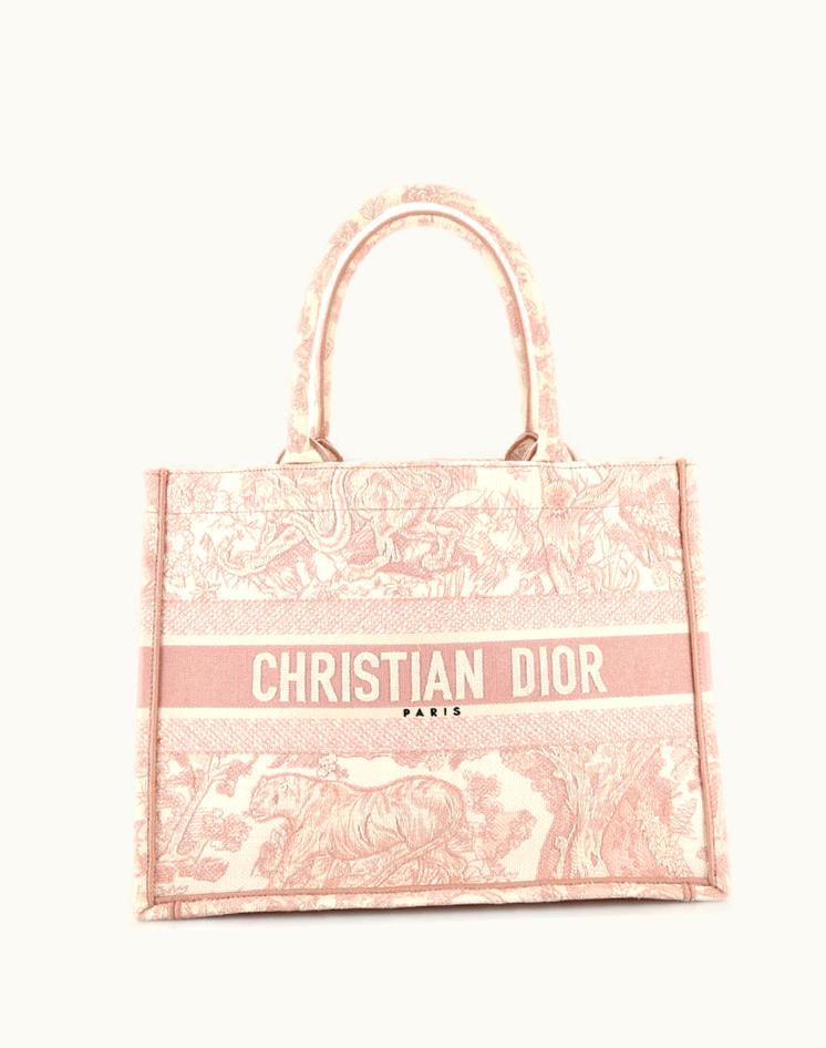 Dior Christian Dior Book Tote Embroidered Canvas Medium Pink