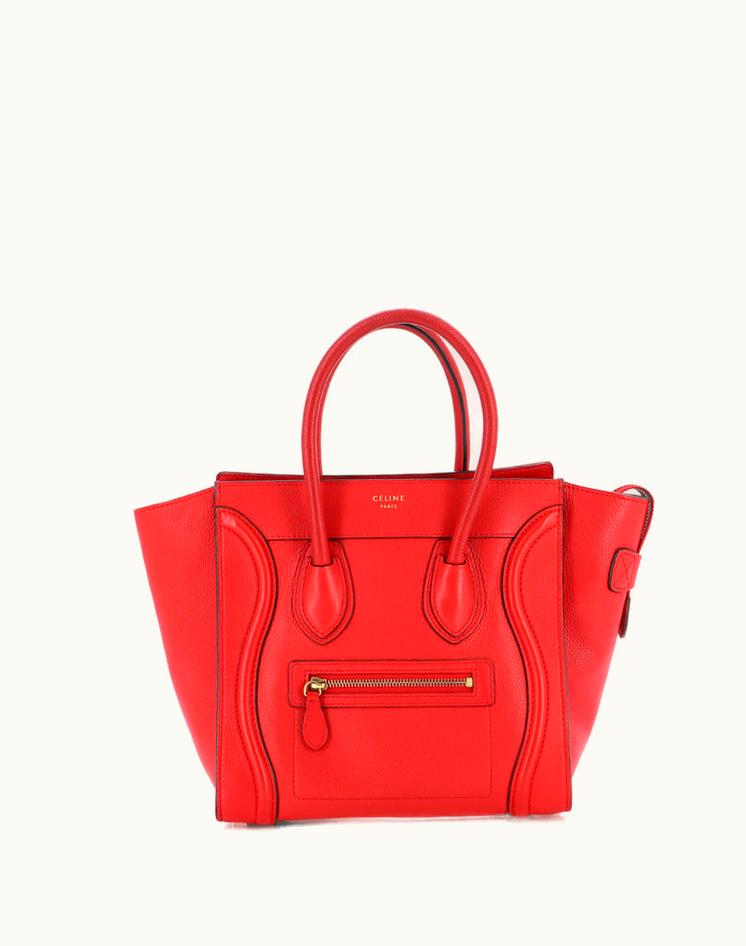 Celine Celine Micro Luggage Bag Grainy Leather Red