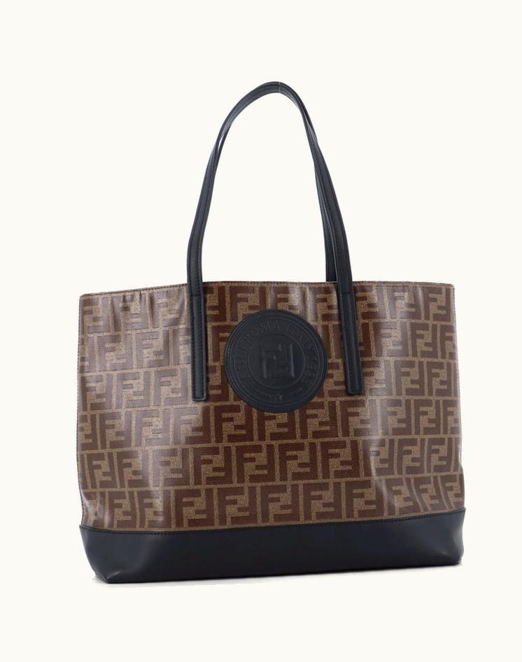 Fendi Fendi Ff Logo Stamp Shopping Tote Zucca Coated Canvas Medium