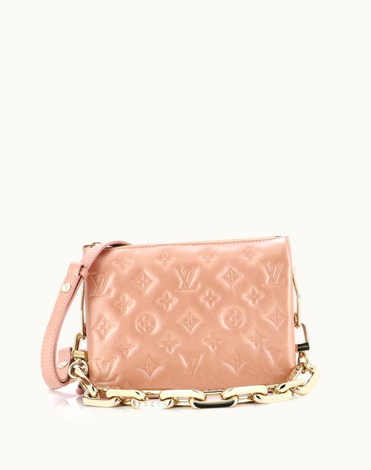 Louis Vuitton Louis Vuitton Coussin Bag Monogram Embossed Lambskin BB in Metallic and Neutral Leather