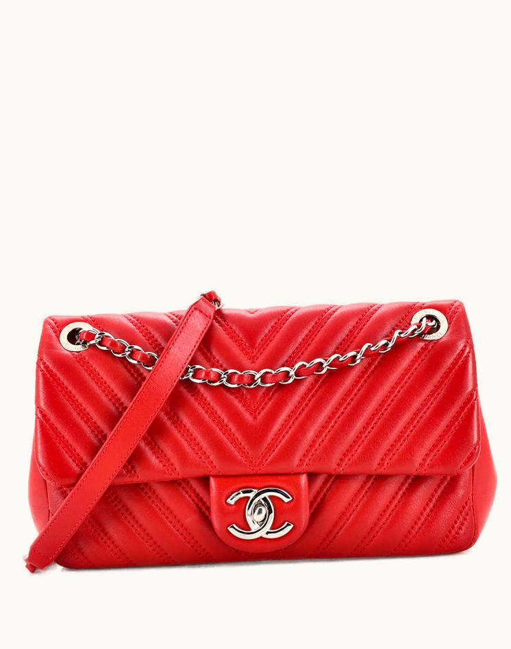 Chanel Chanel Double Stitch Flap Bag Chevron Lambskin Medium