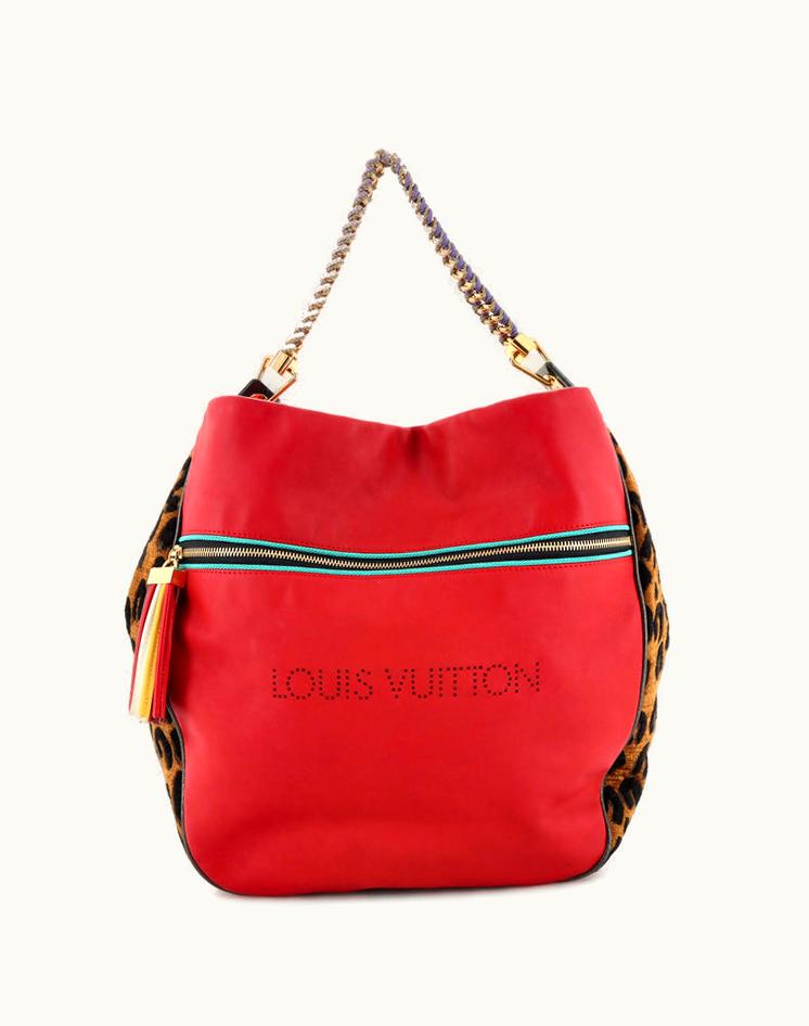 Louis Vuitton Louis Vuitton Flight Safari Handbag Calfskin And Leopard Chenille