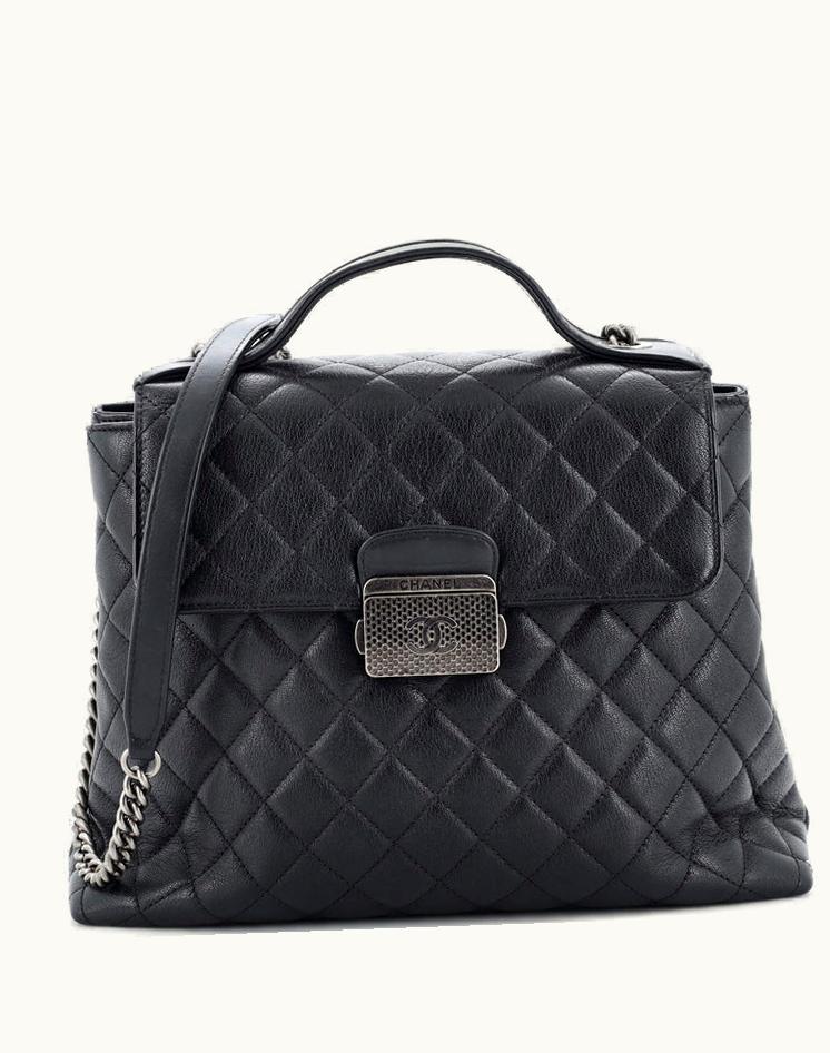 Chanel Chanel CC University Top Handle Bag Quilted Goatskin