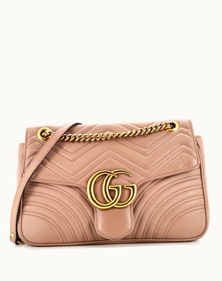 Gucci Gucci GG Marmont Flap Bag Matelasse Leather Medium in Neutral