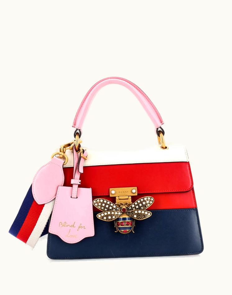 Gucci Gucci Queen Margaret Top Handle Bag Colorblock Leather Small Multicolor