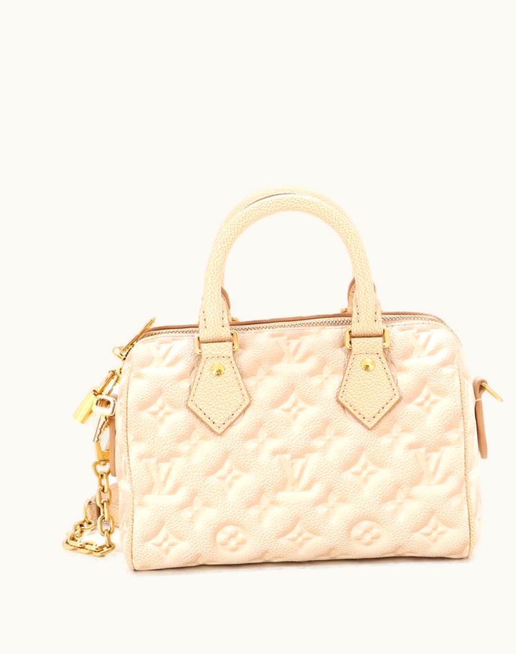 Louis Vuitton Louis Vuitton Speedy Bandouliere Bag Monogram Empreinte Leather 20 Neutral Luxe Gold