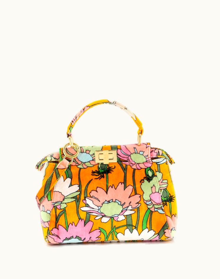 Fendi Fendi Peekaboo Bag Printed Velvet Mini Multicolor Gold