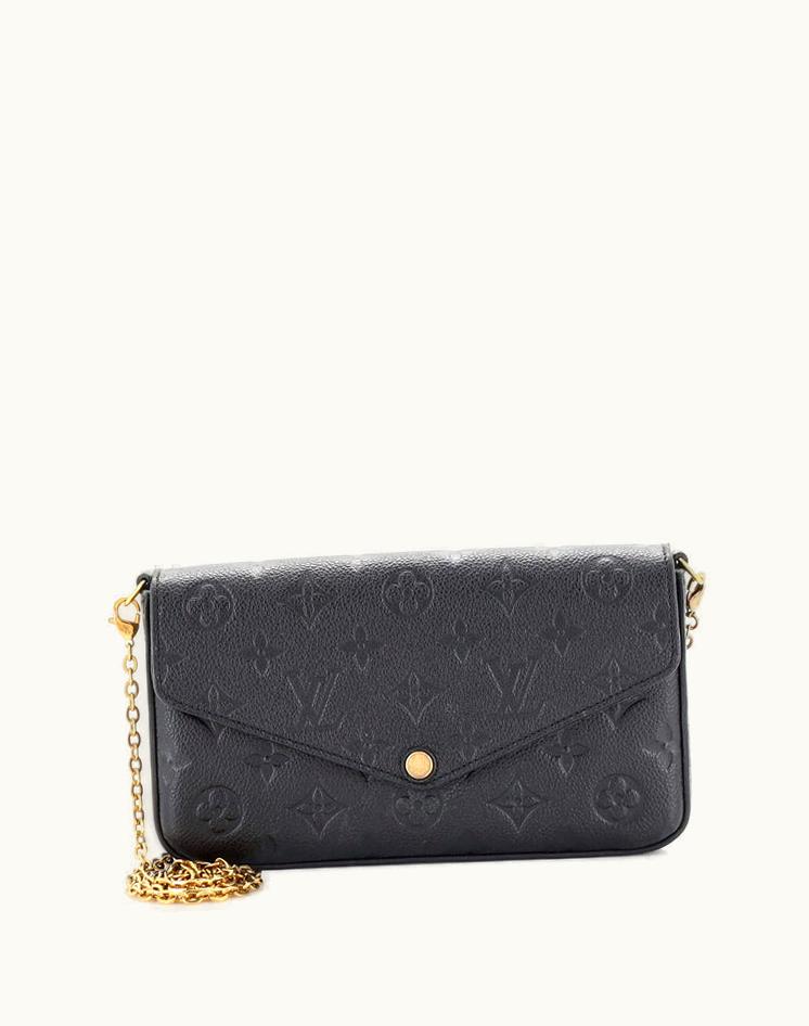 Louis Vuitton Louis Vuitton Felicie Pochette Monogram Empreinte Leather Noir Black Gold