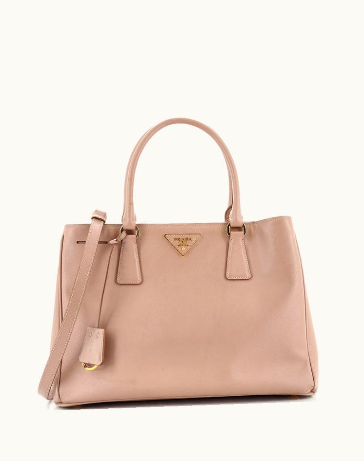 Prada Prada Double Zip Lux Tote Saffiano Leather Medium in Neutral
