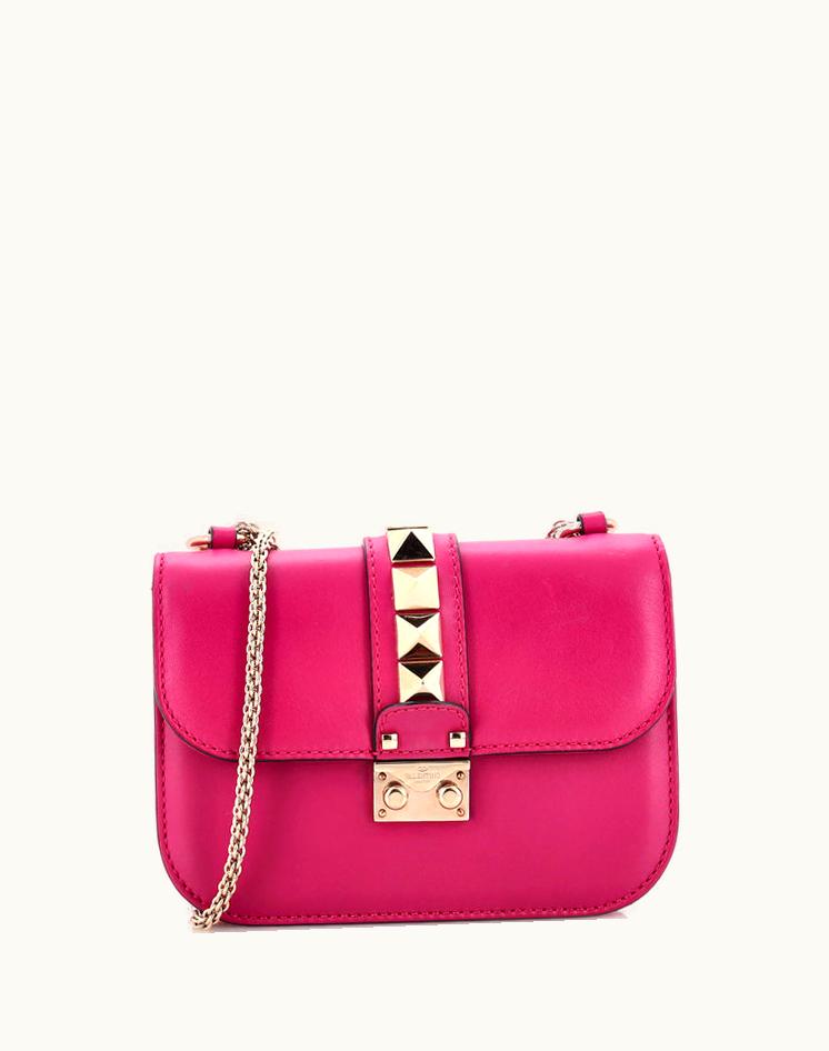 Valentino Valentino Garavani Glam Lock Shoulder Bag Leather Small Pink