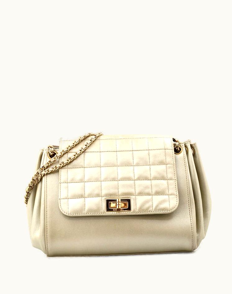 Chanel Chanel Chocolate Bar Accordion Reissue Flap Bag Quilted Metallic Lambskin Medium