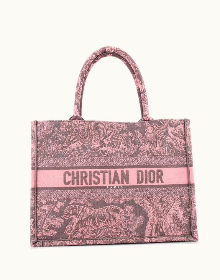 Dior Dior 236124/350 Book Tote Embroidered Canvas Medium Gray Pink