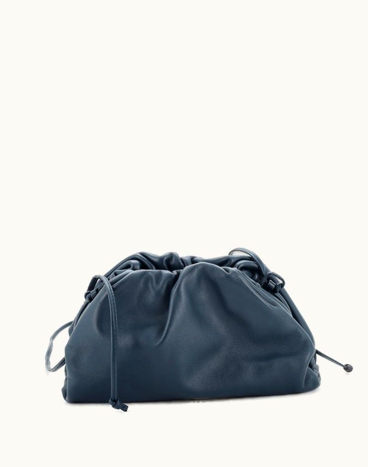 Bottega Veneta Bottega Veneta The Pouch Leather Mini Blue Silver