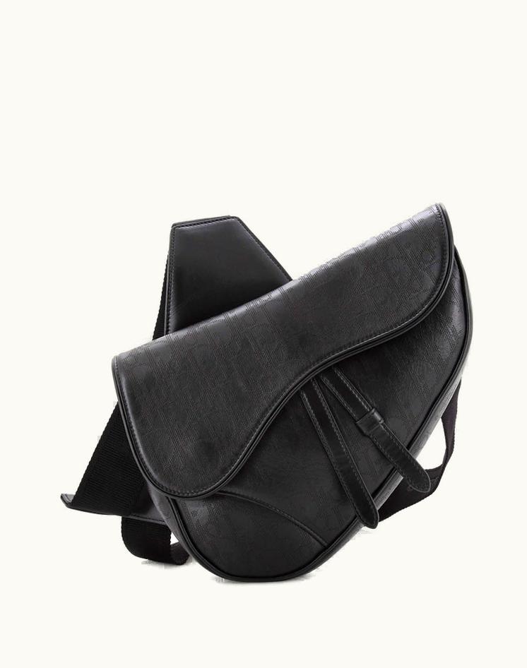 Dior Christian Dior Saddle Galaxy Leather Crossbody Bag Black