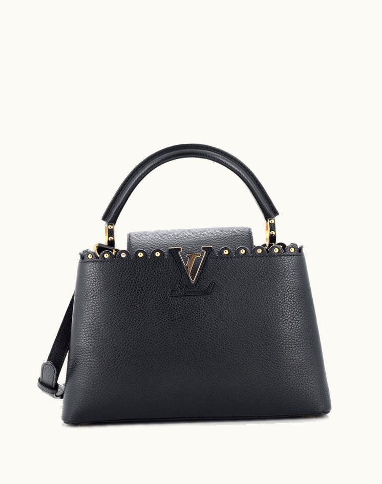 Louis Vuitton Louis Vuitton Capucines Bag Embellished PM Black Leather Gold Tone