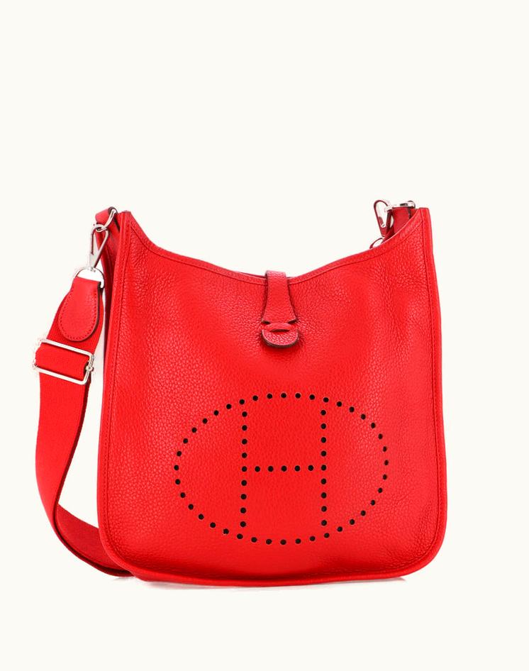 Hermès Hermès Evelyne Bag Gen III Clemence PM Leather Shoulder Bag Red
