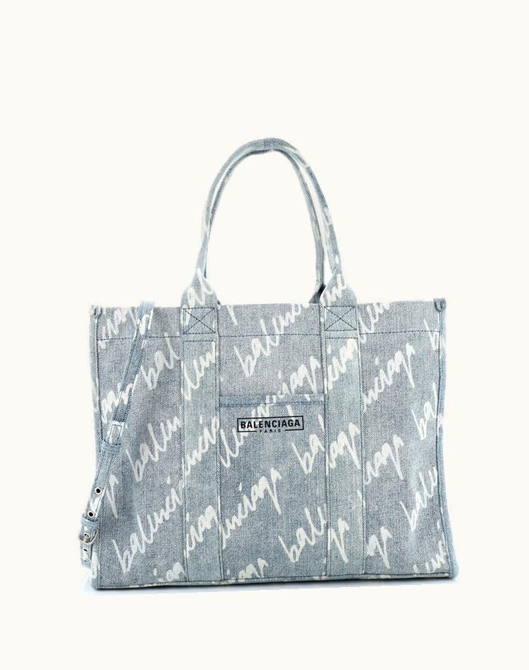 Balenciaga Balenciaga Hardware Tote Logo Printed Denim Medium