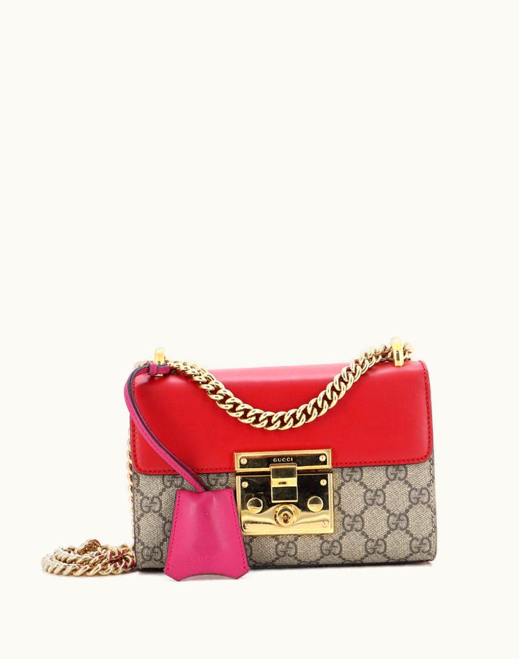 Gucci Gucci Padlock Shoulder Bag GG Coated Canvas And Leather Small Multicolor Brown Gold