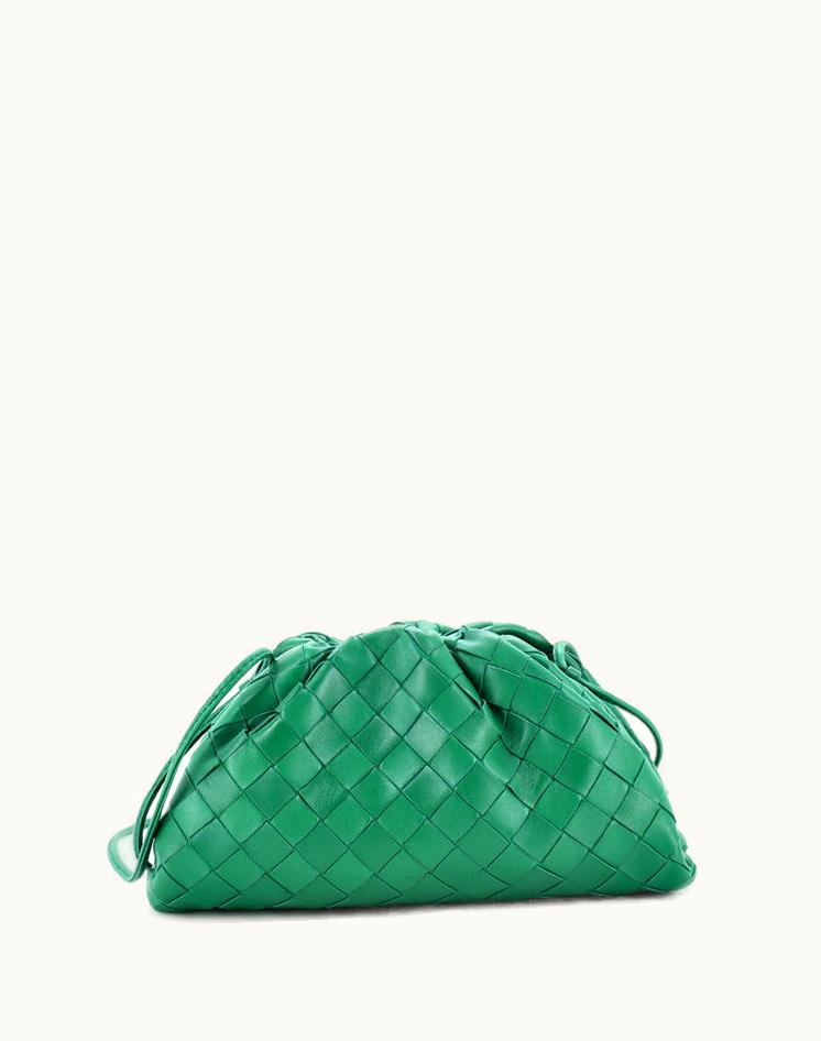 Bottega Veneta Bottega Veneta The Pouch Intrecciato Nappa Mini Leather Crossbody Bag Green